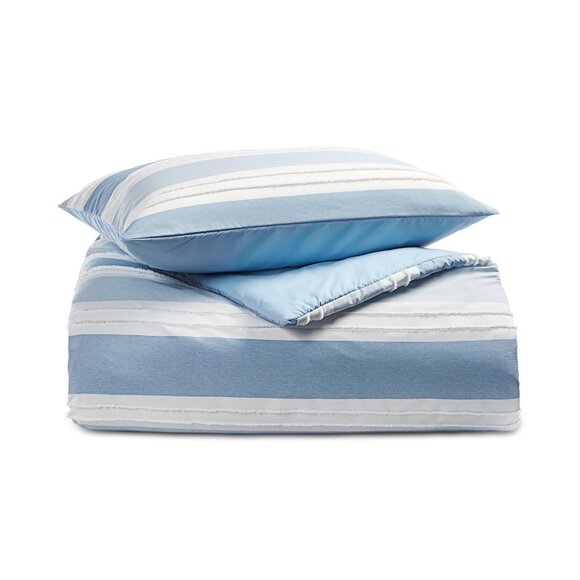 NWT Charter Club Boys Clip Jacquard 2 Piece Comforter Set Blue Twin / Twin XL - Picture 3 of 10